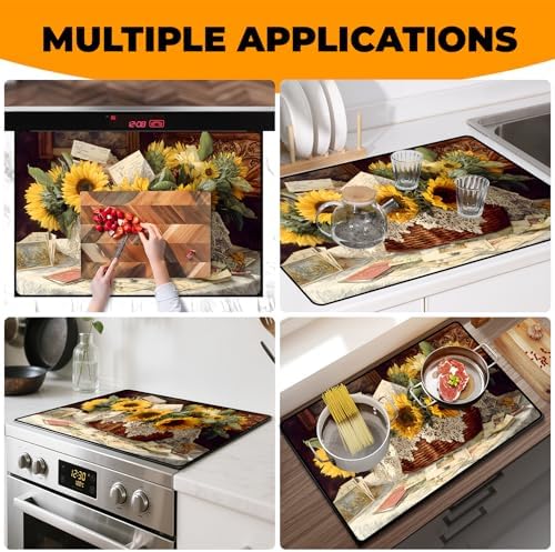 Heat-resistant Stove Top Cover - 28.5" X 20.5" Cooktop Protector Covers, Scratch-resistant Washable Pad Kitchen Countertop Mat (Sunflower, 28.5" x 20.5") - Image 7