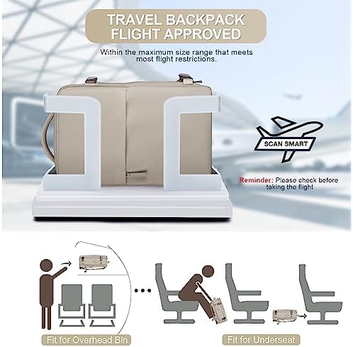 coofay Laptop Travel Backpack For Women Men Airline Approved Carry On Bags For Airplanes Underseat Luggage Backpack For Traveling On Airplane Personal Item Travel Bag For Airlines Light Brown - Image 2