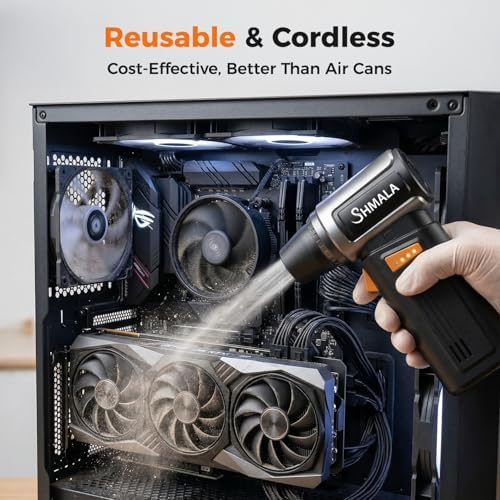 150000RPM 2 in 1 Air Duster & Vacuum, Cordless Electric Compressed Air Duster with 4 Speed & One-Click MAX, Rechargeable Air Blower for PC Car Keyboard Cleaning - Image 5