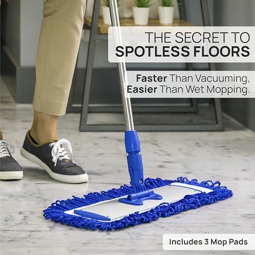 Microfiber Wholesale 24" Professional Microfiber Flat Mop – Wet, Dry & Dust for Hardwood, Vinyl Plank, Laminate & Tile – Commercial Flat Mop System, 64" Stainless Handle, 3 Reusable Pads - Image 7