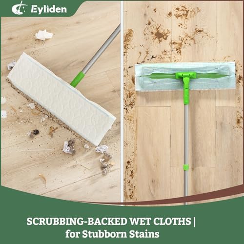 Eyliden 16.5" Large Sweeper Mop, 3 Types of 22 Disposable Dry & Wet Cloths - Image 3