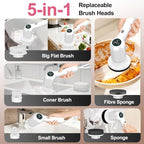Electric Spin Scrubber, 44 in-lbs High Torque Shower Scrubber & LED Display, 6 in 1, Variable Speed Cordless Shower Cleaner Brush for Cleaning Bathroom, Kitchen, Toilet, Bathtub, Car - Image 5