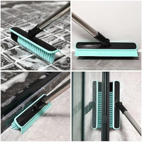 Grout Cleaner Brush with Long Handle, V-Shaped Floor Scrub Brush Swivel Grout Brush Stiff Bristle Floor Grout Scrubber for Bathroom, Tile Line, Crevice, Kitchen, Wall, Deck, Garage (Green) - Image 2