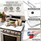 Noodle Board Stove Cover with Handles, Stove Top Covers for Gas Burners and Electric Stove, Wood Stove Cover Board Decorative Serving Tray Kitchen Sink Cover for Counter Space (White Marble) - Image 3