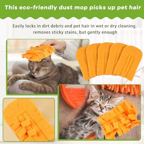 12 Pcs Reusable Duster Refills Washable Pads, Orange - Image 4