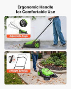 VEVOR Walk-Behind Hand Push Floor Sweeper, Manual Floor Sweeper Non-Electric with 25.6" Sweeping Width, 5 Gallons Waste Container & Adjustable Folding Handle for Yards Walkways Patios Garages - Green - Image 6