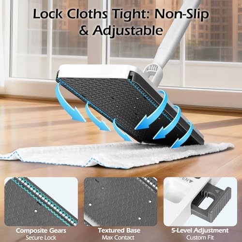 2-in-1 Hands Free Flat Mop,Disposable Dust Mop with 47" Long Handle - Image 3