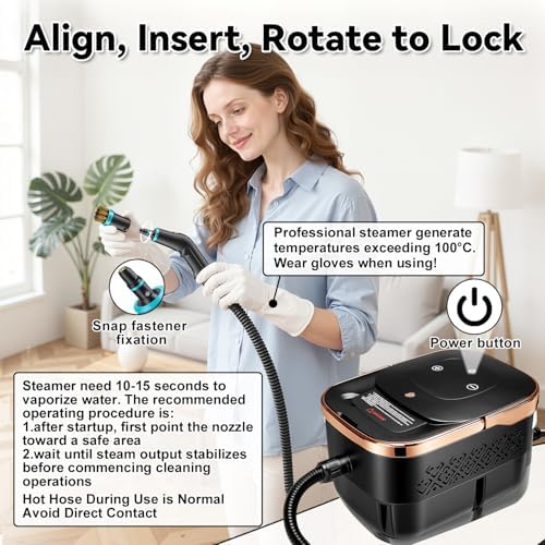 Steam Cleaner, Handheld Steamer for Cleaning with 17pcs Accessories, 3 Level Adjustable, 15s Heat Up, 2500W High Pressure Portable Steam Clean for Home, for Tile, Dirt, Grout, Grease, Car Detailing - Image 2