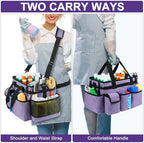 Cleaning Caddy Bag,Large Cleaning Supplies Organizer with Handle for Housekeepers,Purple - Image 5