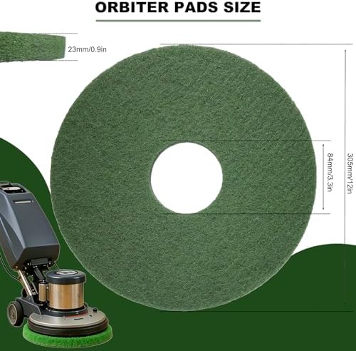12" Cleaning Orbiter Pads - Commercial Floor Buffer Pads for Hardwood Floor Maintenance, Scrubbing, Polishing & Stripping - Compatible with Orbiter Machines (Green) - Image 2
