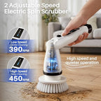 JOYMOOP Electric Spin Scrubber, Cordless Cleaning Brush 450 RPM with 100-Min Runtime, IPX7 Waterproof Power Scrubber with 8 Brush Heads, Adjustable Long Handle for Bathroom, Floor, Tile, Kitchen - Image 3