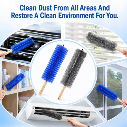 Fan Cleaning Brush, Microfiber Duster for Electric Fan and Blind, Reusable Cobweb Dust Collector, Non-Disassembly Cleaning (Blue, Grey, 2PCS) - Image 4