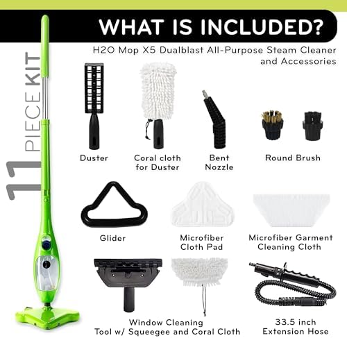 H2O X5 Dual Blast Steam Mop & Handheld Steam Cleaner | 5-in-1 Floor Steamer | Forward-Blast Mop Head for Edges & Tough Messes | Hardwood, Tile & Laminate Cleaner - Image 2