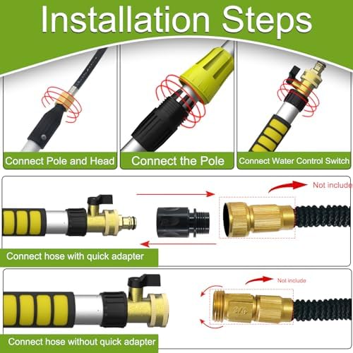Buyplus 16FT(24FT Reach) Telescopic Gutter Cleaning Tools from the Ground, Long Reach Gutter Cleaner Wand with Hose Attachment, Rain Gutter Cleaner Tool with Extension Pole for 2nd Story House - Image 6