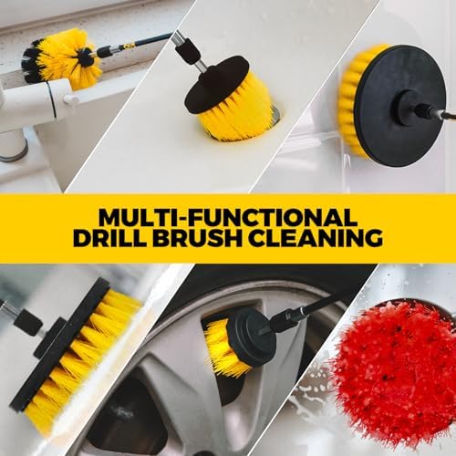 Holikme 22Pack Drill Brush Attachments Set, Scrub Pads & Sponge, Buffing Pads, Power Scrubber Brush, Car Polishing Pad Kit,Wax Applicator Pad,Car Cleaning Kit,Cleaning Supplies,Masonry Brushes,White - Image 2