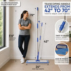 Microfiber Wholesale 24" Professional Microfiber Flat Mop – Wet, Dry & Dust for Hardwood, Vinyl Plank, Laminate & Tile – Commercial Flat Mop System, 64" Stainless Handle, 3 Reusable Pads - Image 2