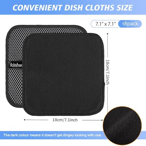 KinHwa Dish Cloths for Washing Dishes with Scrub Side, Microfiber Dish Rags - Image 6