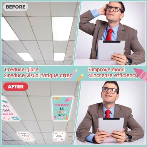 8Pcs Classroom Fluorescent Light Covers,2x4 FT Pastel Rainbow Pencil - Image 5