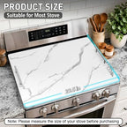 Noodle Board Stove Cover with Handles, Stove Top Covers for Gas Burners and Electric Stove, Wood Stove Cover Board Decorative Serving Tray Kitchen Sink Cover for Counter Space (White Marble) - Image 2