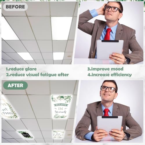 8Pcs Classroom Fluorescent Light Cover,2x4FT Green Eucalyptus Inspirational - Image 5