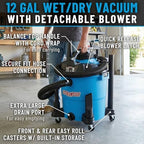 Channellock Wet/Dry Vacuum VBV1210.CL - 5.0 Peak HP Blower, Foam Filter - 12 Gallon - Image 2