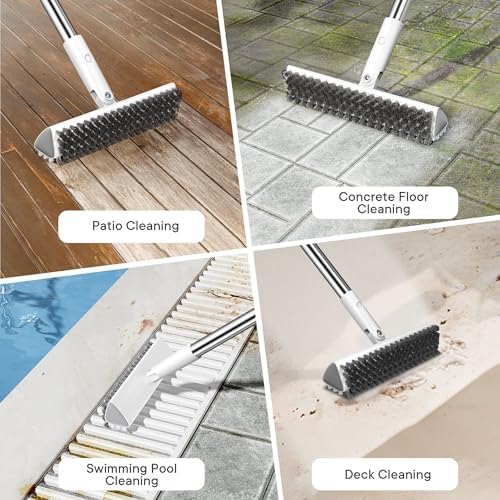 Grout Brush with Long Heavy Duty Handle, 180° Swivel Floor Scrub Brush, V-Shaped Grout Line Scrubber with Stiff Bristles, Cleaning Brush for Deep Cleaning Tile Grout, Shower, Kitchen, and Concrete - Image 6