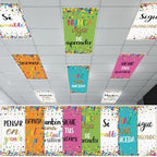 8pcs Spanish Classroom Fluorescent Light Covers,2x4 FT Colorful Confetti by Hallswl