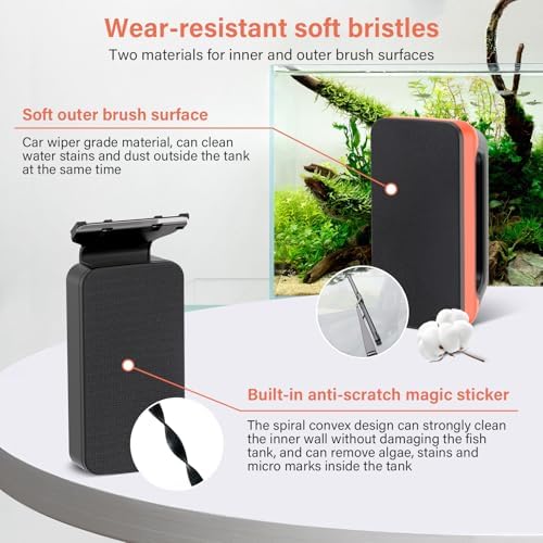 hygger Fish Tank Magnetic Glass Cleaner Two Detachable Algae Scraper for Aquarium Fish Tank，Floating Scrubber Brush Glass Algae Magnet Cleaning Tool for Small Aquariums Tank - Image 5