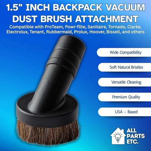 1 1/2" inch Backpack Vacuum Dust Brush Attachment Compatible with ProTeam, Powr-flite, Sanitaire, Tornado, Clarke, Electrolux, Tenant, Rubbermaid, Prolux, Hoover, Bissell, and others - Image 4