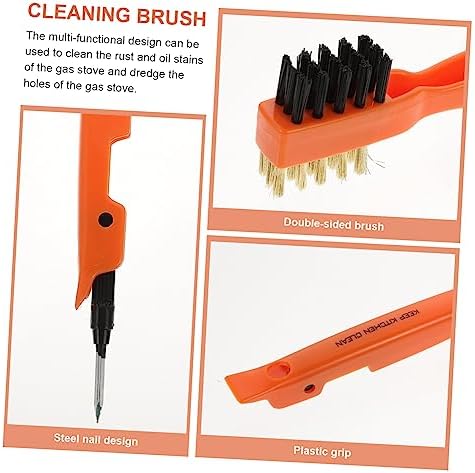 PartyKindom 2pcs Multipurpose Kitchen Cleaning Brush Ergonomic Design Cooktop Tool for Dirt Removal for Stoves Sinks and Cookware Orange - Image 7
