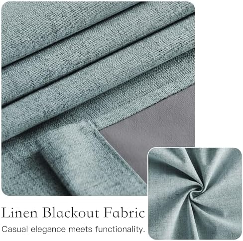 NICETOWN 100% Blackout Linen French Door Curtain, Skylark Blue, 1 Panel - Image 6