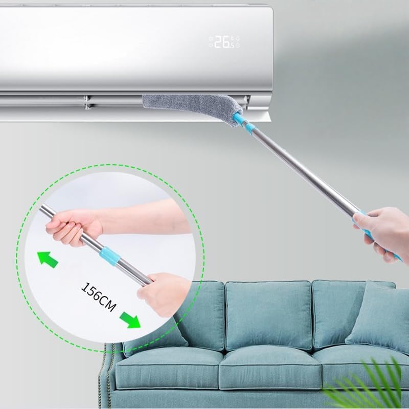 Flat Duster for Under Appliances, Retractable Gap Dust Cleaning Artifact,Bendable Microfiber Duster,Flat Duster with Extension Pole,Under Fridge Cleaning Tool (1 Set) - Image 3