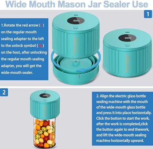 LOVE MOMENT Electric Mason Jar Vacuum Sealer Kit - Green - Image 4