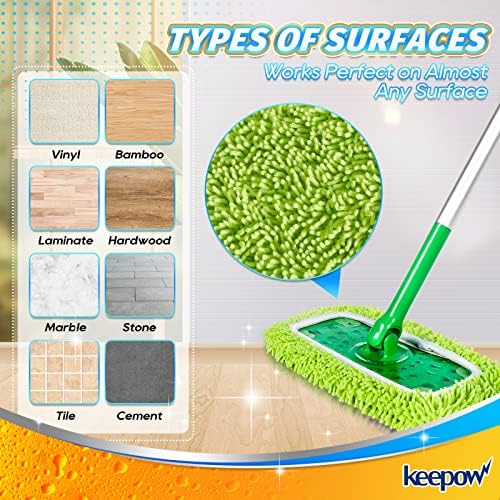 KEEPOW Reusable Mop Pads Compatible with Swiffer Sweeper Mop, Microfiber Dry Sweeping Cloths, Washable Wet Pads Refills Mopping Cloth Refills for Hardwood Floor Cleaning, 4 Pack - Image 4