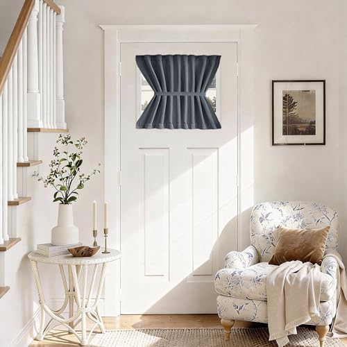 Vatge Short Door Curtain for Door Window, Blackout Front Doors Window Panel for French/Patio/Glass Door, 1 Panel, W25 x L20, Grey by Vatge