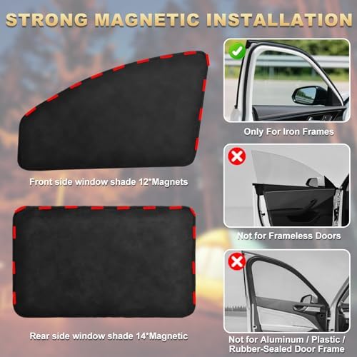 Magnetic Suede Car Window Shades, 4PCS Side Window Covers - Image 6