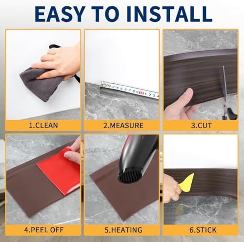 Vinyl Baseboard Molding Trim 4 Inch Peel and Stick Cove Base - Image 6