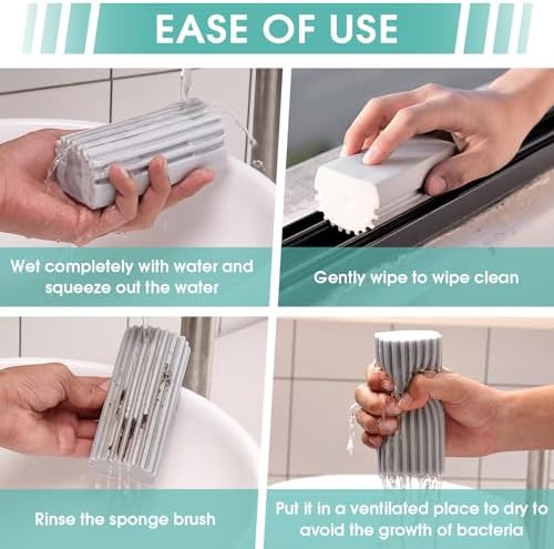 Damp Dusting Sponge Duster, 2 Pack Grey Dust Cleaning Sponge, Reusable Household Cleaning Sponge Tool for Blinds, floorboards, Fan Blades, Vents, Glass, Railings, Mirrors - Image 4