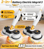 Qimedo Battery Electric Mop, Cordless Electric Scrubber & Flat Mop for Floor Cleaning, Best Automatic Spin Mops with Smart Display,Rotating Mops with LED Light & Water Spray - Image 2