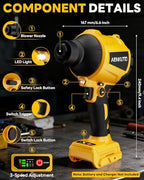 Cordless Compressed Air Duster & Blower Compatible with DeWalt 20V MAX Battery, Brushless Handheld Sawdust Blower, 3-Speed Control, LED Light, Portable Inflatable Pump for Camping (No Battery) - Image 7