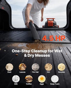 VEVOR Shop Vac, 8 Gallon Wet Dry Shop Vacuum, 4.5 Peak HP Portable with One-Button Self-Cleaning, Dual-Filter, 900W Input Power, 1.25in x 7ft Hose, 9.8ft Cord for Jobsite, Workshop, Garage, Home - Image 2