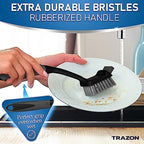Dish Brush Set of 5 with Holder - Kitchen Scrub Brushes with Non-Slip Long Handle for Cleaning, Scrubber, Dishwashing, Dishes, Bottles, Straws, Cups, Pots & Sink, Black - Image 6