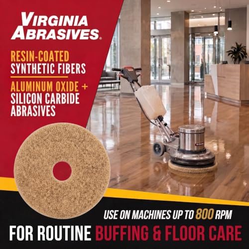 Tan Floor Maintenance Pads, Light Buffing, Cleaning & Scrubbing, 17" 5 Pack - Image 5