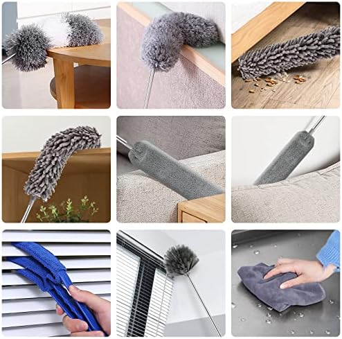 Microfiber Duster Kit (11PCS) - Washable Dusters with Extension Pole (30 to 100 in) for Cleaning Ceilings, Fans, Furniture - Image 6