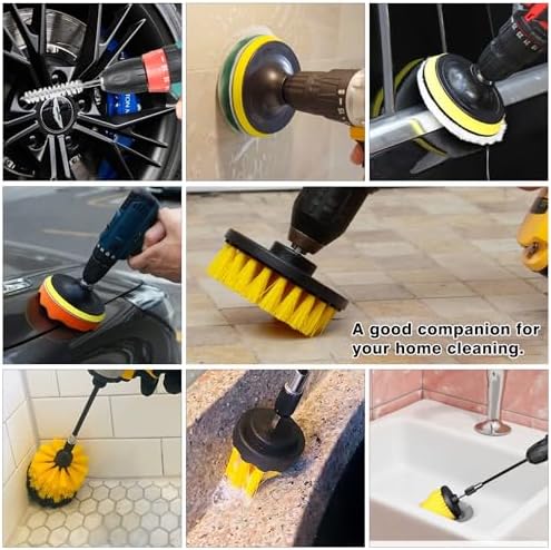 48 Pcs Drill Brush Attachments Set, Scrub Pads & Sponge & Wire Brush for Drill, Power Scrubber Brush with Extend Long Attachment, Drill Scrubber Brush Kit for Bathroom, Floor, Car, Grout - Image 4