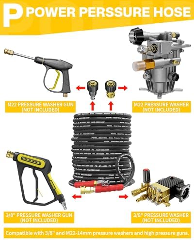 50FT Pressure Washer Hose 3/8'' ID with Swivel Quick Connect, 4500 PSI - Image 6