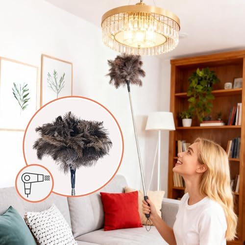 Ostrich Feather Duster for Electronics, Keyboard – Soft Dusting Tool for Screen, Fragile Items, Office, Home Cleaning (A12- Black Handle) - Image 3