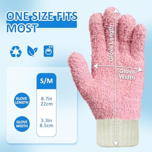 MIG4U Microfiber Dusting Gloves House Cleaning Glove for Blinds, Windows, Shutters, Furniture, and Car, Reusable Lint-Free Pink 2 Pairs S/M - Image 6