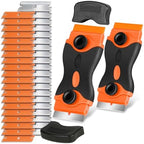 2 Pcs Orange Scraper Tool and 2 Pcs Blue Scraper Tool with 40 Pcs Metal Blades & 40 Pcs Plastic Blades - Image 2