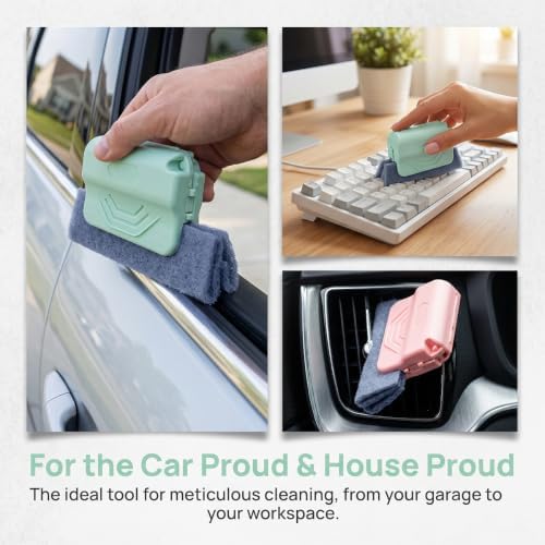 2PCS Magic Car Window Track Cleaner Tool Set, Green&Pink - Image 5